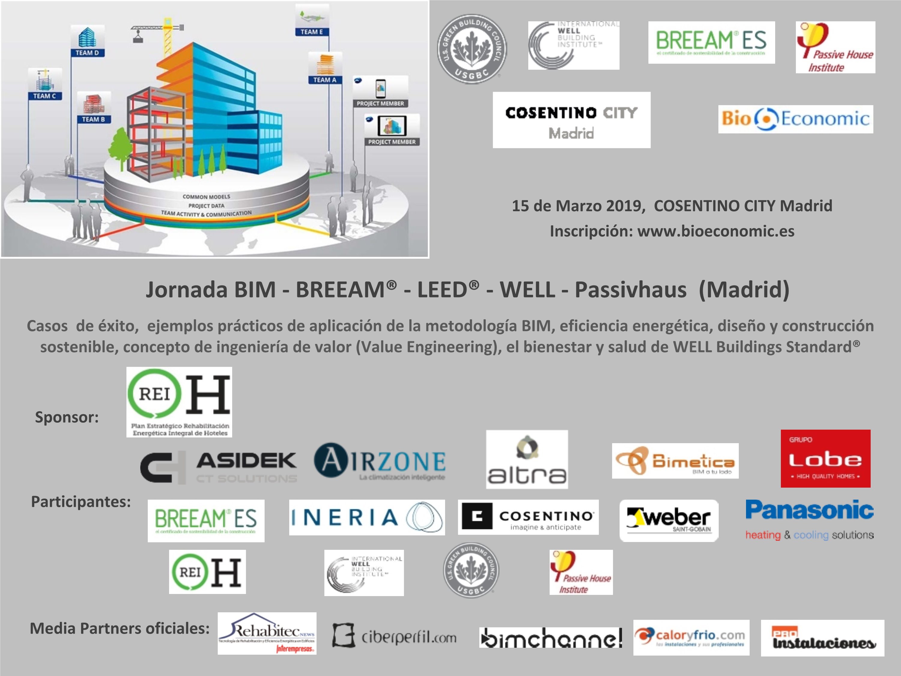 Jornada BIM - BREEAM - LEED - WELL - Passivhaus, 15 Marzo en Madrid